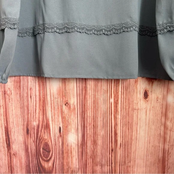 Grace Karin Blue Lace Ruffle Crewneck Blouse Size L - Picture 5 of 12